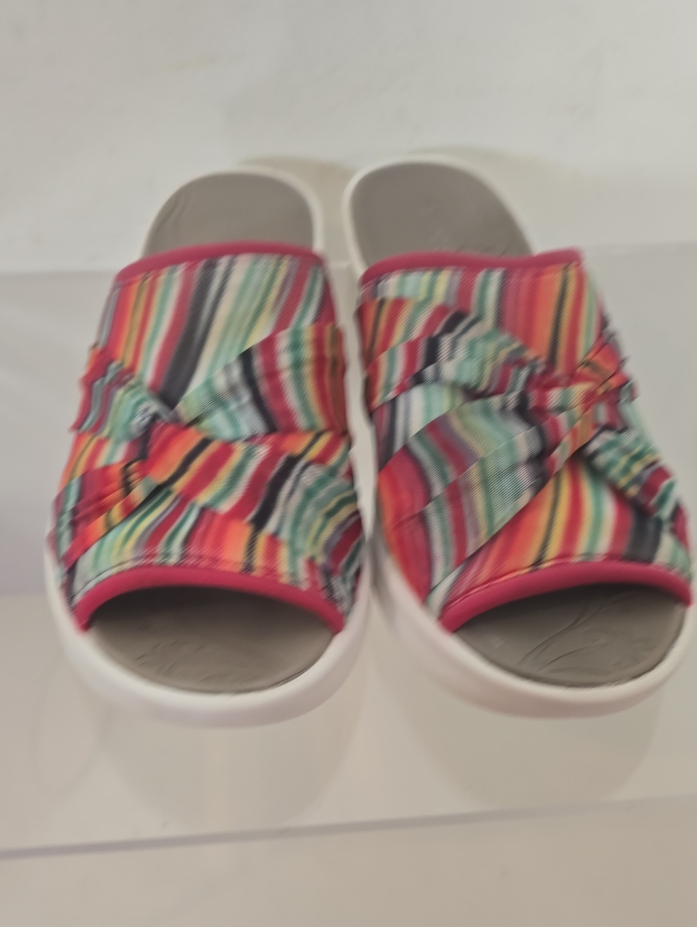 Bzees Multicolor Striped Wedge Slide Sandals